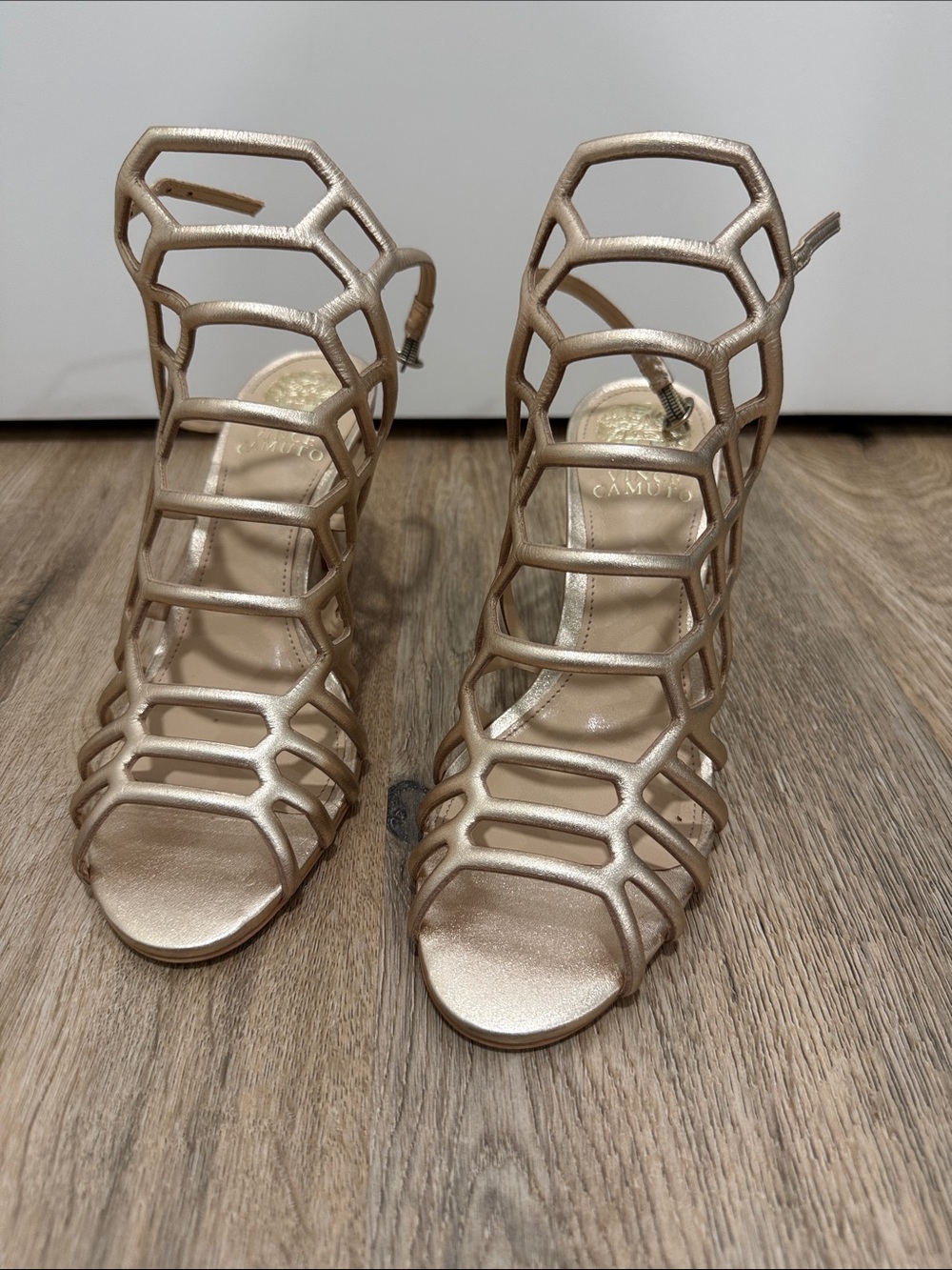 NEW* Vince Camuto Metallic Rose Gold Cage Heels